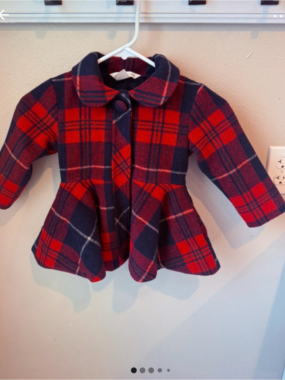 Garnett Hill KidsPlaid Red and Navy Girls' Peacoat Jacket